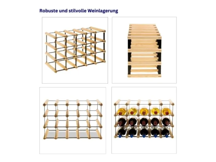 PROREGAL Modulares Weinregal Vinotega Mod Metal HxBxT 32,5 x 52,5 x 24,5 cm 5 x 3 Flaschen Massives Kiefernholz Natur* Flaschenregale