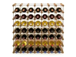 PROREGAL Modulares Weinregal Vinotega Mod Metal HxBxT 72,5 x 72,5 x 24,5 cm 7 x 7 Flaschen Massives Kiefernholz Geölt* Flaschenregale