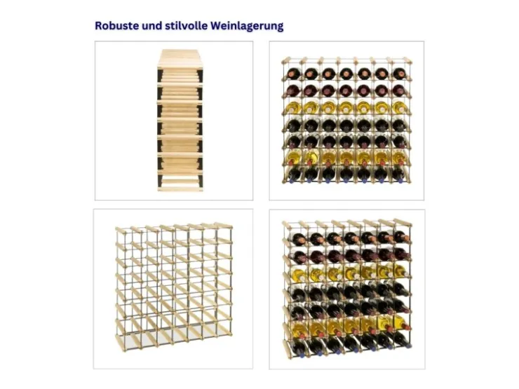 PROREGAL Modulares Weinregal Vinotega Mod Metal HxBxT 72,5 x 72,5 x 24,5 cm 7 x 7 Flaschen Massives Kiefernholz Geölt* Flaschenregale
