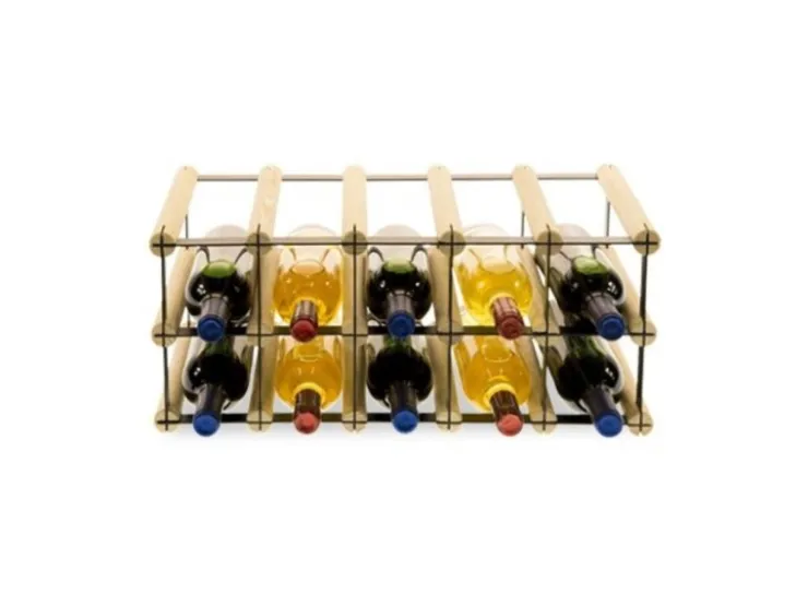 PROREGAL Modulares Weinregal Vinotega Mod Metal HxBxT 22,5 x 52,5 x 24,5 cm 5 x 2 Flaschen Massives Kiefernholz Natur* Flaschenregale