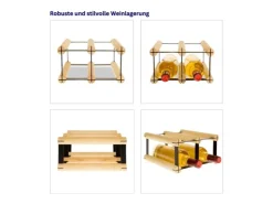 PROREGAL Modulares Weinregal Vinotega Mod Metal HxBxT 12,5 x 22,5 x 24,5 cm 2 x 1 Flaschen Massives Kiefernholz Geölt* Flaschenregale