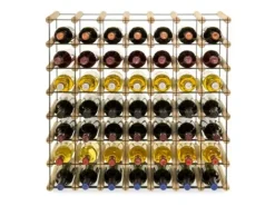 PROREGAL Modulares Weinregal Vinotega Mod Metal HxBxT 72,5 x 72,5 x 24,5 cm 7 x 7 Flaschen Massives Kiefernholz Natur* Flaschenregale