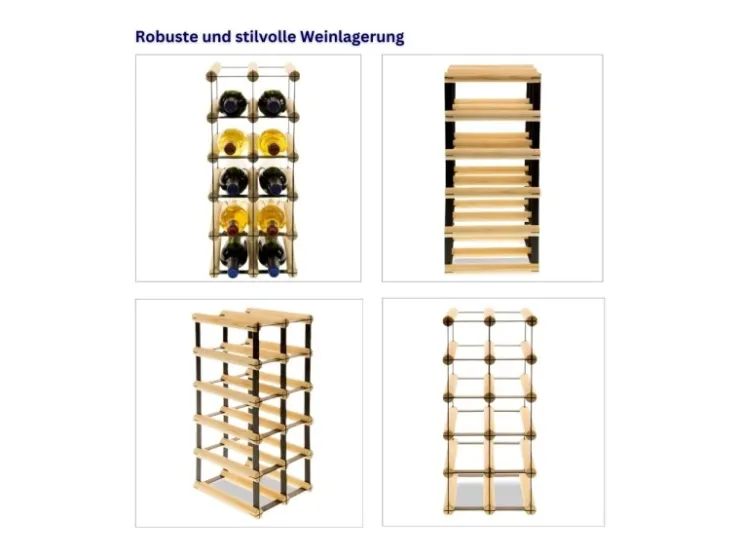 PROREGAL Modulares Weinregal Vinotega Mod Metal HxBxT 52,5 x 22,5 x 24,5 cm 2 x 5 Flaschen Massives Kiefernholz Geölt