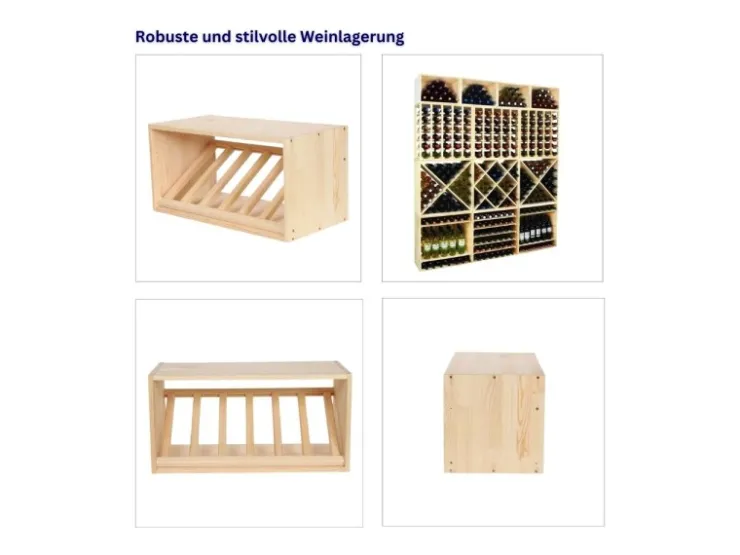 PROREGAL Modulares Weinregal Vincellar Mod HxBxT 30 x 60 x 30 cm Schräg Modul Für 6 Flaschen Massives Kiefernholz Natur* Flaschenregale