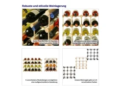 PROREGAL Modulares Weinregal Vinotega Mod HxBxT 36 x 36 x 24 cm 5 x 9 Flaschen Massives Eichenholz Geölt* Flaschenregale
