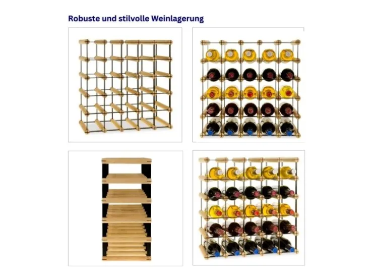 PROREGAL Modulares Weinregal Vinotega Mod Metal HxBxT 52,5 x 52,5 x 24,5 cm 5 x 5 Flaschen Massives Kiefernholz Geölt