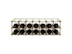 PROREGAL Modulares Weinregal Vinotega Mod Metal HxBxT 22,5 x 72,5 x 24,5 cm 7 x 2 Flaschen Massives Kiefernholz Natur* Flaschenregale