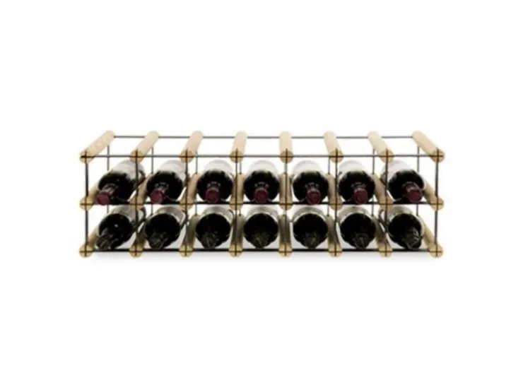 PROREGAL Modulares Weinregal Vinotega Mod Metal HxBxT 22,5 x 72,5 x 24,5 cm 7 x 2 Flaschen Massives Kiefernholz Natur* Flaschenregale