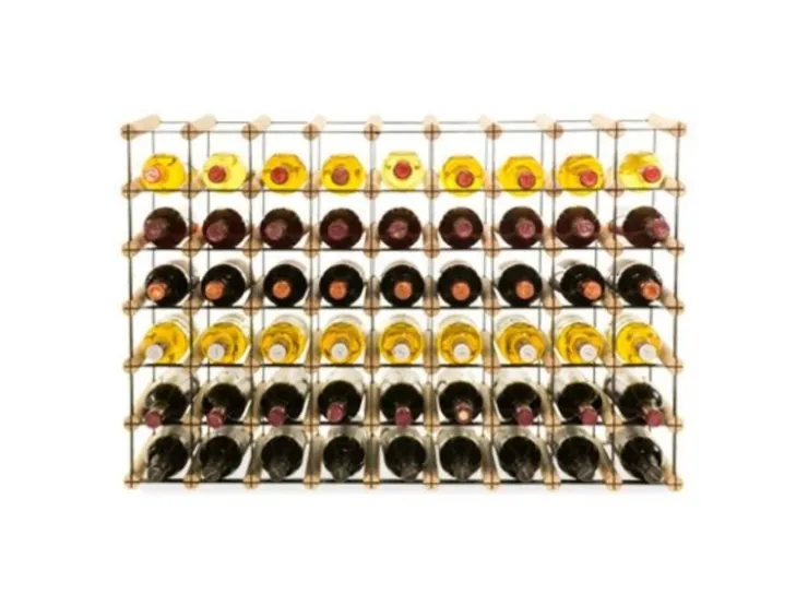PROREGAL Modulares Weinregal Vinotega Mod Metal HxBxT 62,5 x 92,5 x 24,5 cm 9 x 6 Flaschen Massives Kiefernholz Natur* Flaschenregale