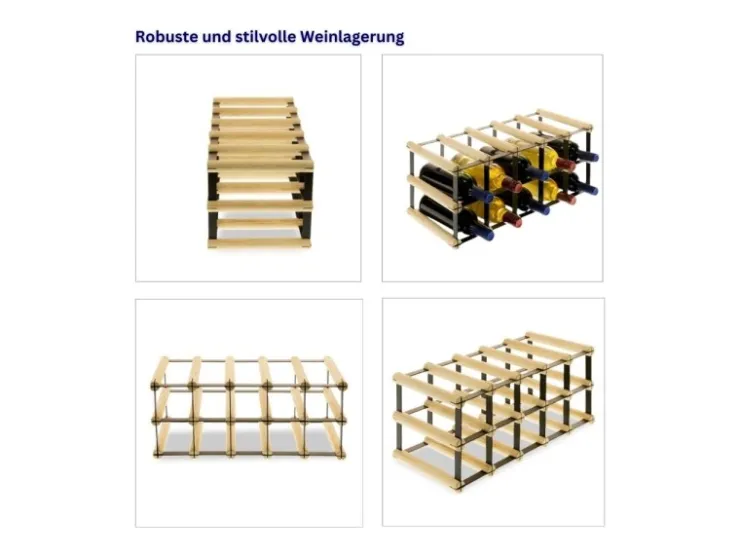 PROREGAL Modulares Weinregal Vinotega Mod Metal HxBxT 22,5 x 52,5 x 24,5 cm 5 x 2 Flaschen Massives Kiefernholz Geölt* Flaschenregale