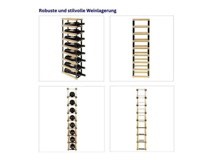 PROREGAL Modulares Weinregal Vinotega Mod Metal HxBxT 82,5 x 12,5 x 24,5 cm 1 x 8 Flaschen Massives Kiefernholz Geölt* Flaschenregale