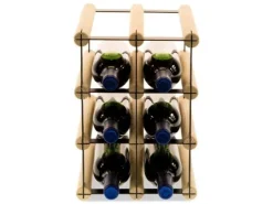 PROREGAL Modulares Weinregal Vinotega Mod Metal HxBxT 32,5 x 22,5 x 24,5 cm 2 x 3 Flaschen Massives Kiefernholz Natur* Flaschenregale