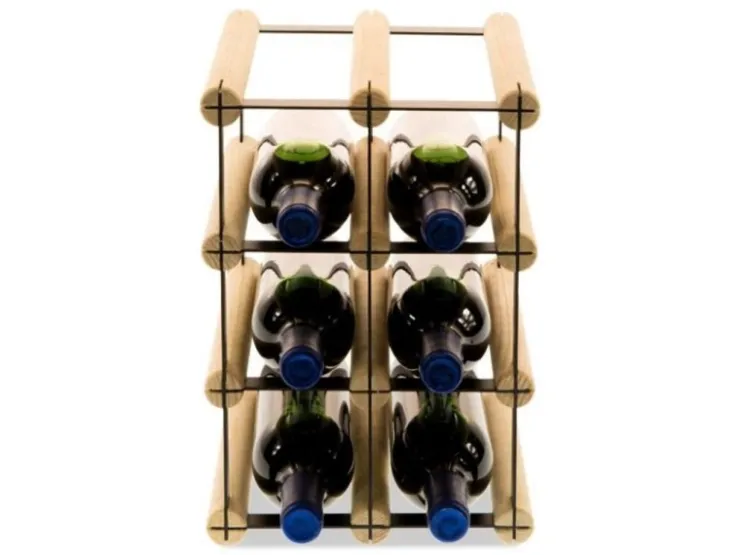 PROREGAL Modulares Weinregal Vinotega Mod Metal HxBxT 32,5 x 22,5 x 24,5 cm 2 x 3 Flaschen Massives Kiefernholz Natur* Flaschenregale
