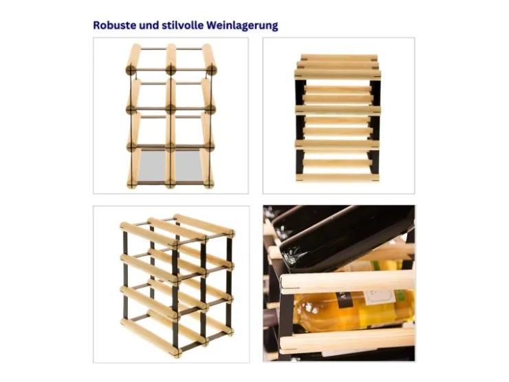 PROREGAL Modulares Weinregal Vinotega Mod Metal HxBxT 32,5 x 22,5 x 24,5 cm 2 x 3 Flaschen Massives Kiefernholz Natur* Flaschenregale