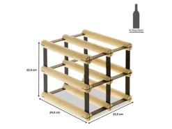 PROREGAL Modulares Weinregal Vinotega Mod Metal HxBxT 22,5 x 22,5 x 24,5 cm 2 x 2 Flaschen Massives Kiefernholz Natur* Flaschenregale