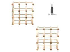 PROREGAL Modulares Weinregal Vinotega Mod HxBxT 36 x 36 x 24 cm 2 x 9 Flaschen Massives Eichenholz Natur* Flaschenregale