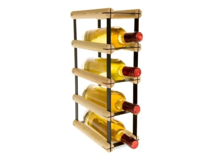 PROREGAL Modulares Weinregal Vinotega Mod Metal HxBxT 42,5 x 12,5 x 24,5 cm 1 x 4 Flaschen Massives Kiefernholz Natur