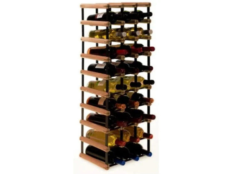 PROREGAL Modulares Weinregal Vinotega Mod Metal HxBxT 92,5 x 32,5 x 24,5 cm 3 x 9 Flaschen Massives Kiefernholz Geölt