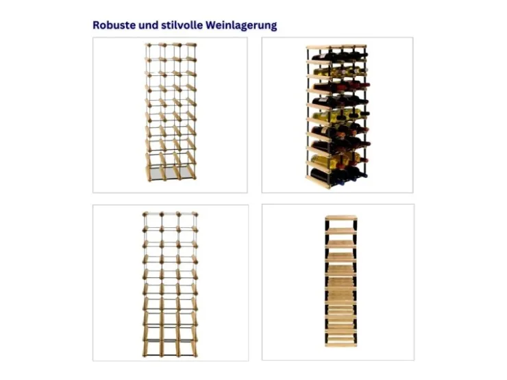 PROREGAL Modulares Weinregal Vinotega Mod Metal HxBxT 92,5 x 32,5 x 24,5 cm 3 x 9 Flaschen Massives Kiefernholz Geölt