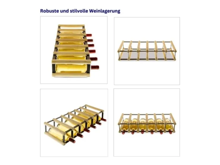 PROREGAL Modulares Weinregal Vinotega Mod Metal HxBxT 12,5 x 62,5 x 24,5 cm 6 x 1 Flaschen Massives Kiefernholz Natur* Flaschenregale