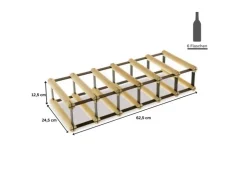 PROREGAL Modulares Weinregal Vinotega Mod Metal HxBxT 12,5 x 62,5 x 24,5 cm 6 x 1 Flaschen Massives Kiefernholz Natur* Flaschenregale