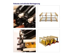 PROREGAL Modulares Weinregal Vinotega Mod Metal HxBxT 12,5 x 32,5 x 24,5 cm 3 x 1 Flaschen Massives Kiefernholz Natur* Flaschenregale