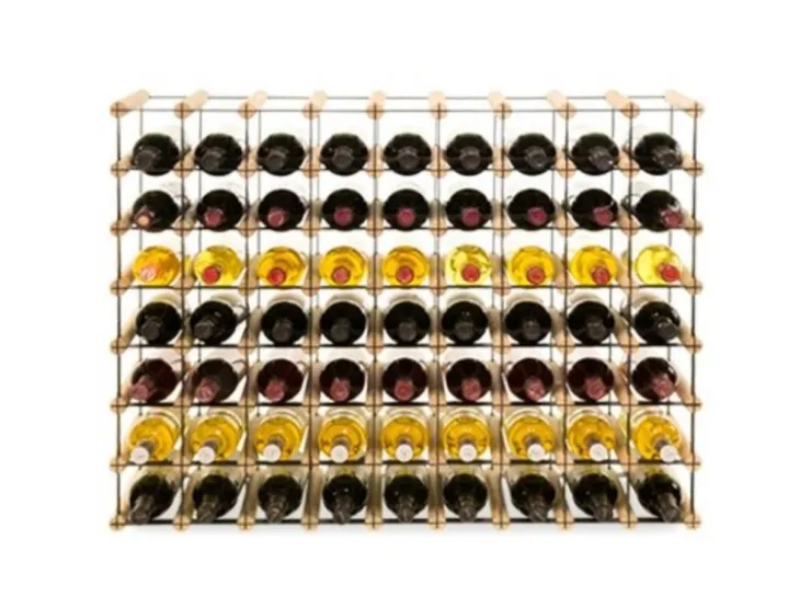 PROREGAL Modulares Weinregal Vinotega Mod Metal HxBxT 72,5 x 92,5 x 24,5 cm 9 x 7 Flaschen Massives Kiefernholz Natur* Flaschenregale