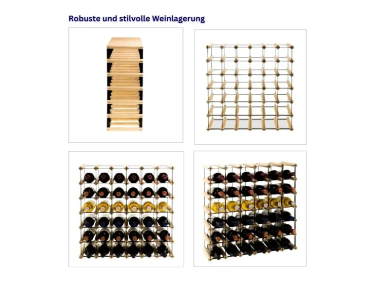 PROREGAL Modulares Weinregal Vinotega Mod Metal HxBxT 52,5 x 62,5 x 24,5 cm 6 x 5 Flaschen Massives Kiefernholz Geölt