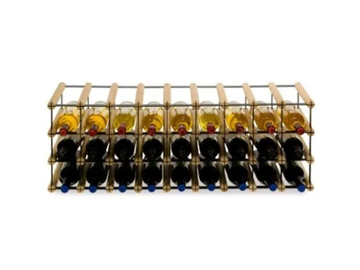 PROREGAL Modulares Weinregal Vinotega Mod Metal HxBxT 32,5 x 92,5 x 24,5 cm 9 x 3 Flaschen Massives Kiefernholz Natur