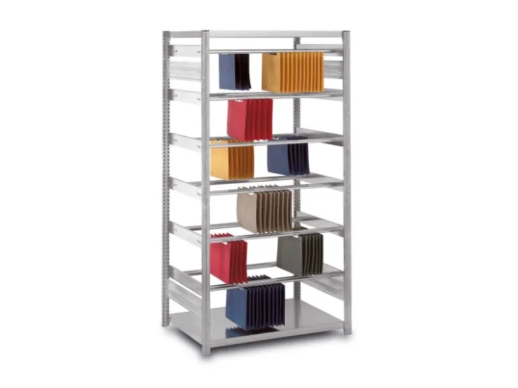 PROREGAL Pendelhefterregal Doppelseitig Stecksystem T-Profil HxBxT 235 x 100 x 80 cm 7 Ebenen Fachlast 40 kg Pendelsystem Elba & Leitz