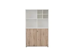 PROREGAL Pigeon Set Aktenregal Aktenschrank & Regalkreuz Breite 100 cm Weiß & Eiche
