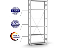 PROREGAL Profi Lagerregal Stecksystem T-Profil Grundregal HxBxT 250 x 100 x 30 cm Fachlast 125 kg Verzinkt