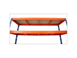 PROREGAL Profi Schwerlastregal Rhino HxBxT 200x200x60cm 4 Spanplatten-Ebenen 16mm Fachlast 500kg Blau/Orange Stecksystem Lagerregal Steckregal