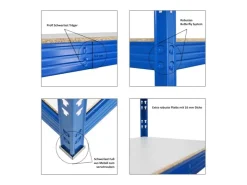 PROREGAL Profi Schwerlastregal Rhino HxBxT 180 x 200 x 60 cm 5 Spanplatten-Ebenen 8mm Fachlast 500 kg