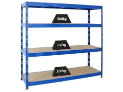 PROREGAL Profi Schwerlastregal Rhino HxBxT 180 x 200 x 60 cm 4 Spanplatten-Ebenen 8mm Fachlast 500 kg