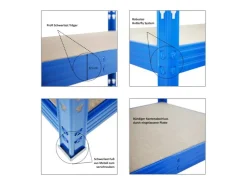 PROREGAL Profi Schwerlastregal Rhino HxBxT 180 x 200 x 60 cm 4 Spanplatten-Ebenen 8mm Fachlast 500 kg