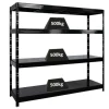 PROREGAL Profi Schwerlastregal Rhino HxBxT 180x200x60cm 4 Stahlplatten-Ebenen Fachlast 500kg Schwarz Stecksystem Lagerregal Regalsystem