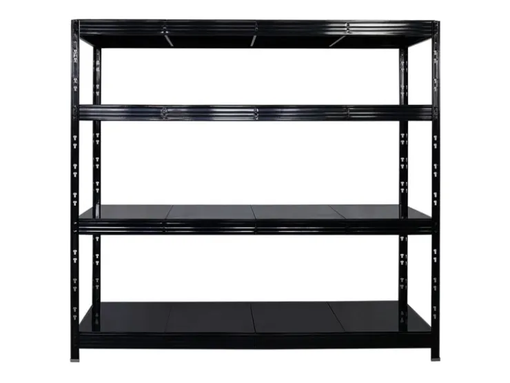 PROREGAL Profi Schwerlastregal Rhino HxBxT 180x200x60cm 4 Stahlplatten-Ebenen Fachlast 500kg Schwarz Stecksystem Lagerregal Regalsystem