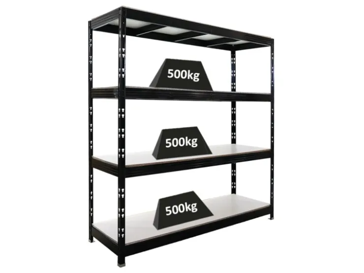 PROREGAL Profi Schwerlastregal Rhino HxBxT 200x200x60cm 4 Melamin-Ebenen 16mm Fachlast 500kg Stecksystem Lagerregal Steckregal* Regale Schwarz|Schwerlastregal