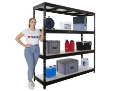 PROREGAL Profi Schwerlastregal Rhino HxBxT 200x200x60cm 4 Melamin-Ebenen 16mm Fachlast 500kg Stecksystem Lagerregal Steckregal* Regale Schwarz|Schwerlastregal