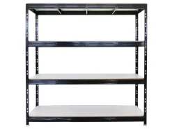 PROREGAL Profi Schwerlastregal Rhino HxBxT 200x200x60cm 4 Melamin-Ebenen 16mm Fachlast 500kg Stecksystem Lagerregal Steckregal* Regale Schwarz|Schwerlastregal