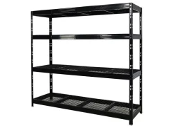 PROREGAL Profi Schwerlastregal Rhino HxBxT 180x200x60cm 4 Gitterrost-Ebenen Fachlast 500kg Schwarz Stecksystem Lagerregal Regalsystem