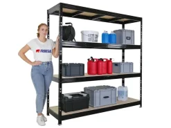 PROREGAL Profi Schwerlastregal Rhino HxBxT 200x200x60cm 4 Spanplatten-Ebenen 8mm Fachlast 500kg Stecksystem Lagerregal Steckregal