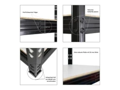 PROREGAL Profi Schwerlastregal Rhino HxBxT 180 x 200 x 60 cm 5 Spanplatten-Ebenen 8mm Fachlast 500 kg