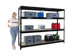 PROREGAL Profi Schwerlastregal Rhino HxBxT 180x240x60cm 4 Spanplatten-Ebenen 8mm Fachlast 450kg Stecksystem Lagerregal Regalsystem* Regalsysteme