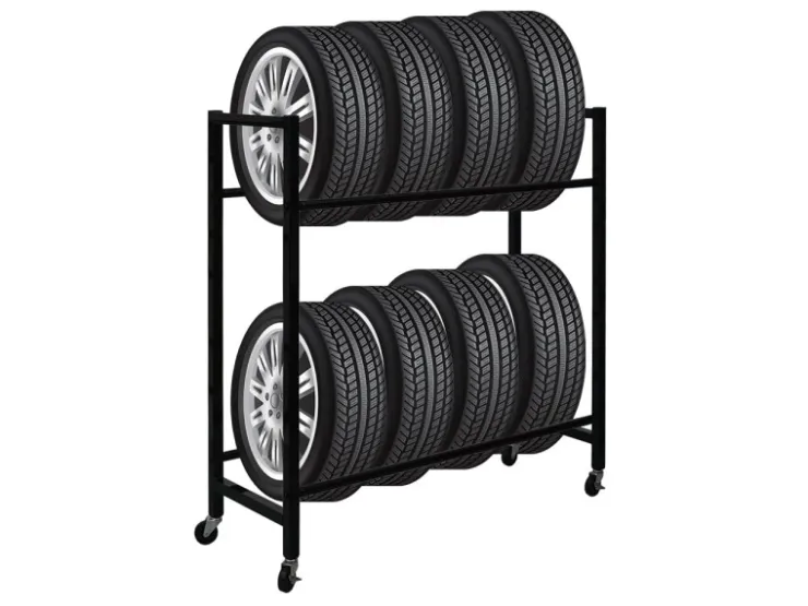 PROREGAL Reifenregal CARERRA Auf Rollen HxBxT 115 x 111 x 40 cm Bis Zu 8 Reifen Auf 2 Ebenen Schwarz