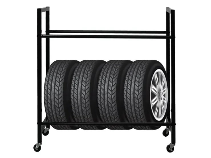 PROREGAL Reifenregal CARERRA Auf Rollen HxBxT 115 x 111 x 40 cm Bis Zu 8 Reifen Auf 2 Ebenen Schwarz