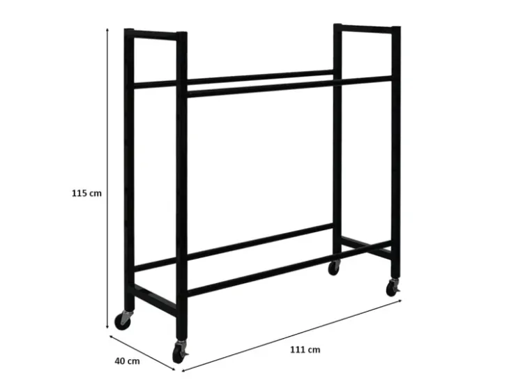 PROREGAL Reifenregal CARERRA Auf Rollen HxBxT 115 x 111 x 40 cm Bis Zu 8 Reifen Auf 2 Ebenen Schwarz