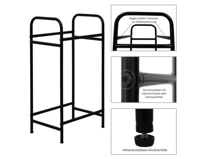 PROREGAL Reifenregal CARRERO HxBxT 104 x 55 x 40 cm Bis Zu 4 Reifen Auf 2 Ebenen Schwarz* Regale Schwarz