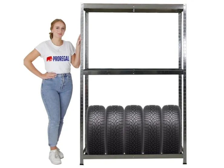 PROREGAL Reifenregal RAGNAR HxBxT 180 x 120 x 40cm Bis Zu 8 Reifen Auf 2 Ebenen + Ablage 265kg Fachlast* Kellerregale